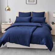 Dekbedovertrek 135 x 200 cm, 4-delig, blu, con cerniera a zip, set di lenzuola per letto in microfibra, morbido e lavabile in lavatrice