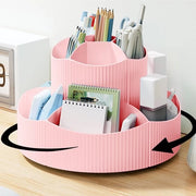 Organizzatore da scrivania rotativo, 360° rotativo, contenitore per penne e accessori con 11 compartimenti, grande capacità per penne, attrezzi da ufficio e scuola, cosmetici (rosa)