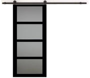 Porta scorrevole Telia nera con vetro H204 x L83 cm, binario con rotelle per GD MENUISERIES