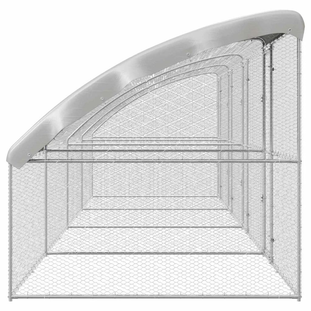 Gabbia per polli 4 pcs Argento 800 x 200 x 200 cm Acciaio e PE