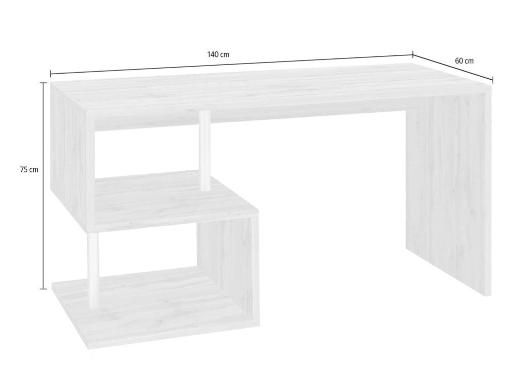 Scrivania con 2 Ripiani 140x60x77,5 cm Esse Quercia Wotan