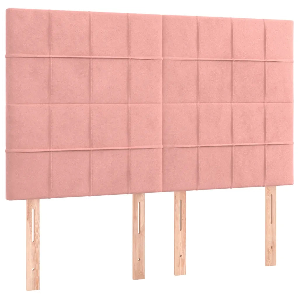 Letto a Molle con Materasso e LED Rosa 140x190 cm in Velluto