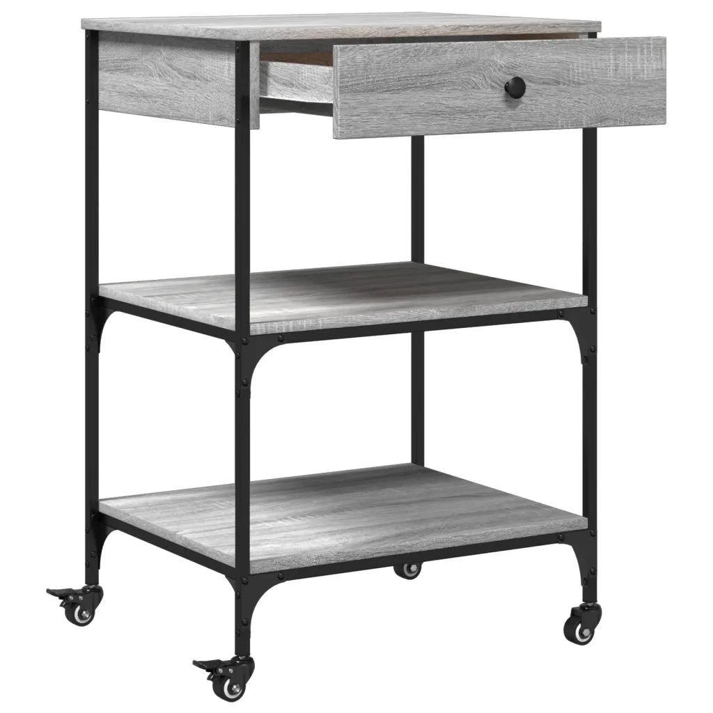Carrello da Cucina-Scaffale per Cucina Grigio Sonoma 60x48x89,5cm Legno Multistrato
