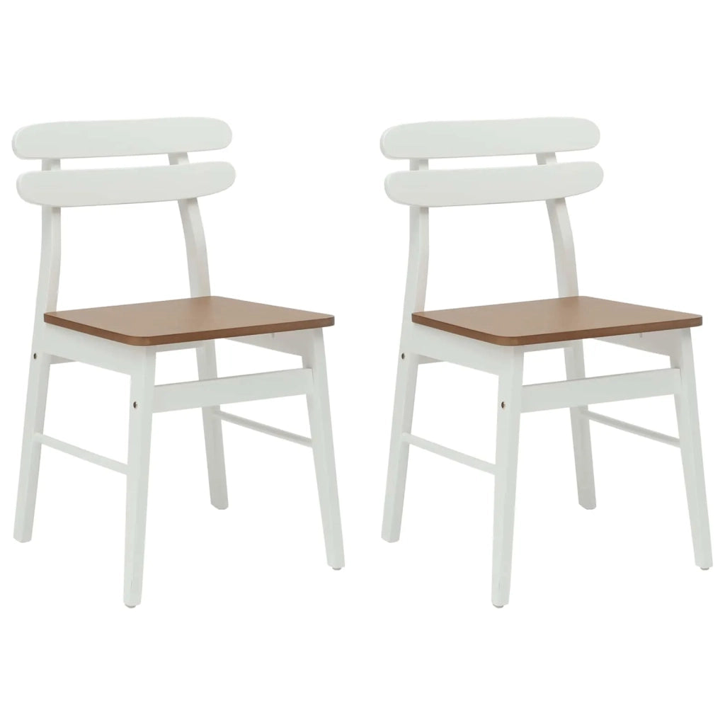 Sedia da pranzo 2 pcs Bianco e Naturale Legno di gomma solido 42020515
