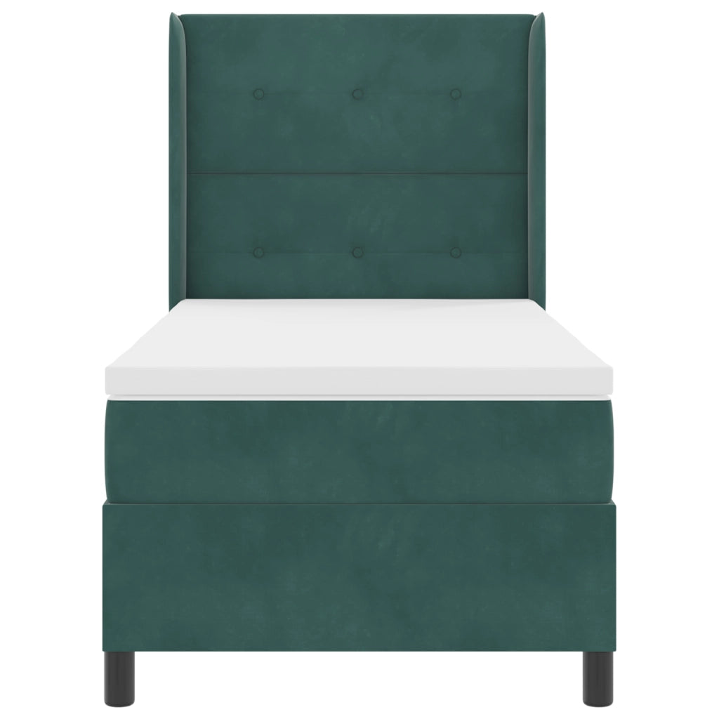 Letto con Reticolo e Materasso & LED Verde Scuro 90x200 cm Velluto