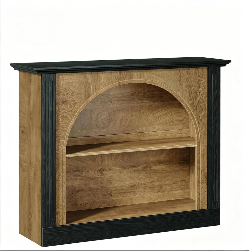Tavolo consolle a 3 livelli in legno nero e rustico; piano 110 x 30 cm