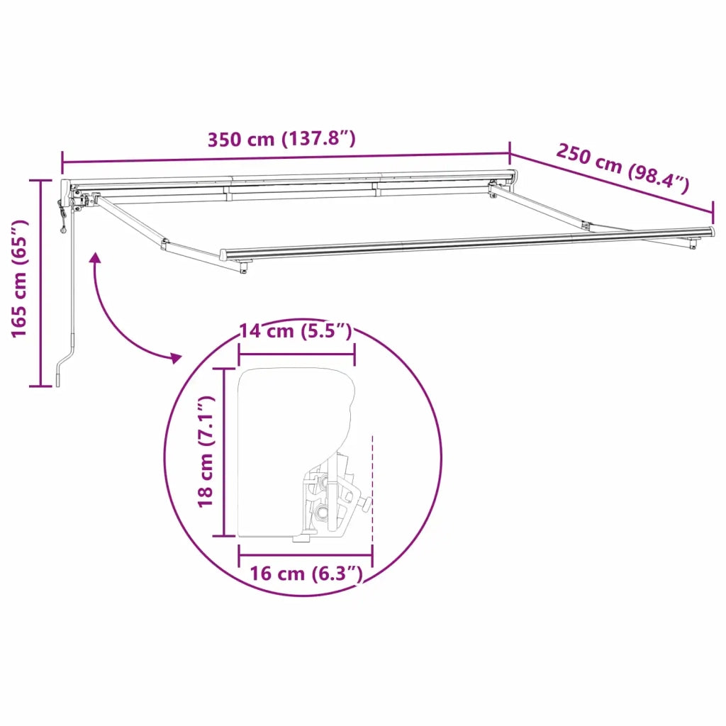 Struttura della tenda elettrica retrattile Bianco 3,5 x 2,5 m