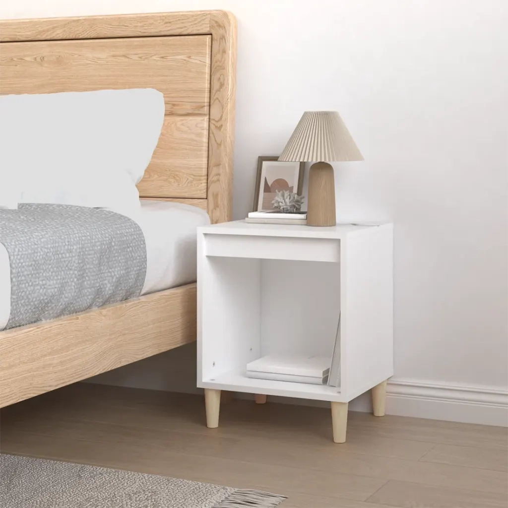 Comodino | Armadio da Notte | Mobiletto da notte Bianco 40x35x50 cm in Legno Multistrato