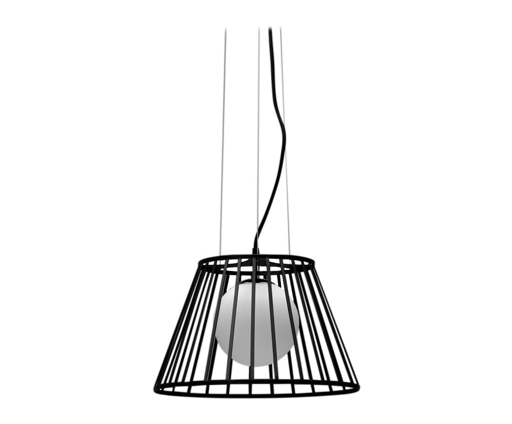 Lampada a sospensione Cage in metallo verniciato nero, design moderno con cavo regolabile, attacco E27 max 60W per illuminazione interni - Cage
