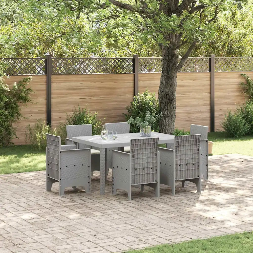 Set da Pranzo per Giardino 7 pcs Grigio chiaro Rattan Polt