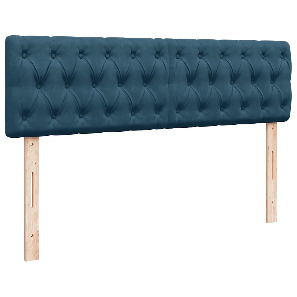 Struttura Letto Pouf con Materasso Blu 140x200cm in Velluto