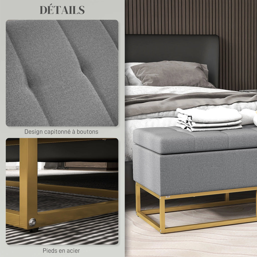 Divanetto 2 posti con contenitore ¨C zephmum ¨C 110x44x48 cm grigio dorato