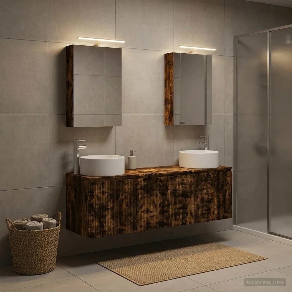 Set di Armadi da Bagno 5 pcs Rovere Fumo Legno ingegnerizzato 3406555