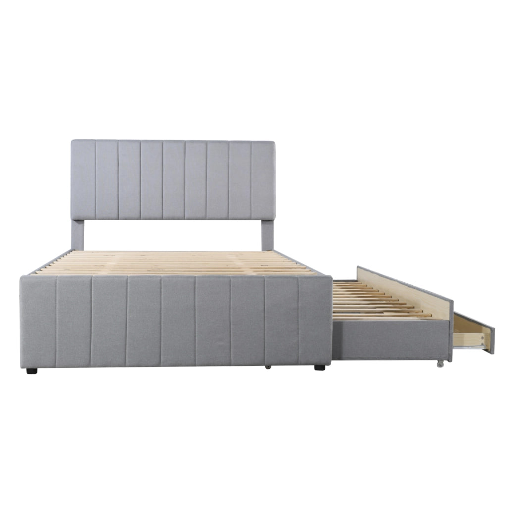 Letto imbottito con giroletto e cassetti ¨C Minimal ¨C grigio 140x200 cm