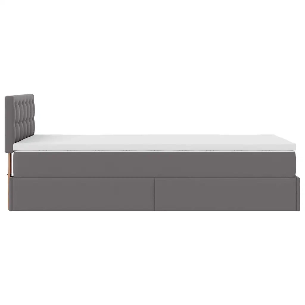 Letto Pouf con Materasso Grigio 90x200 cm Similpelle