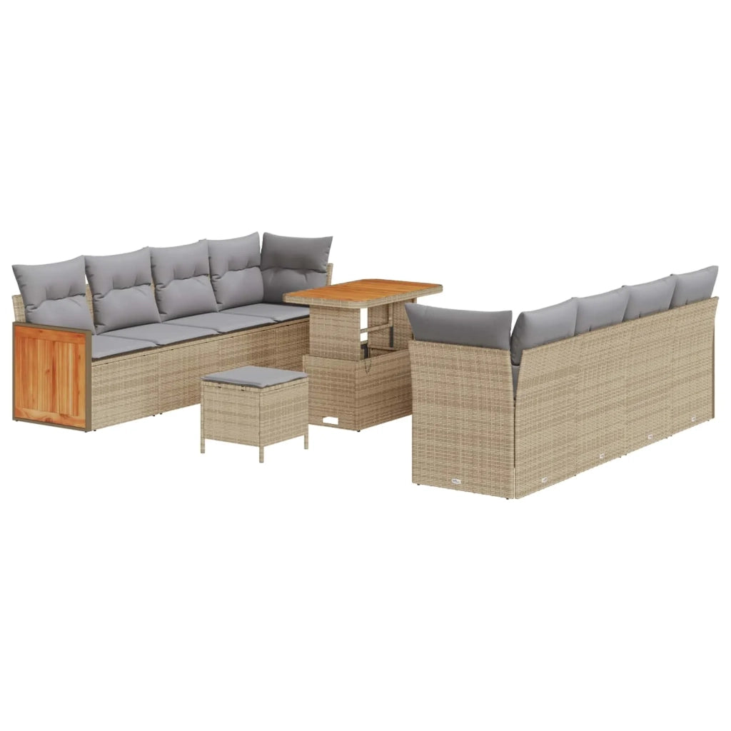 Set Divano da Giardino con cuscino 11 pcs Beige e Grigio Chiaro 3363152
