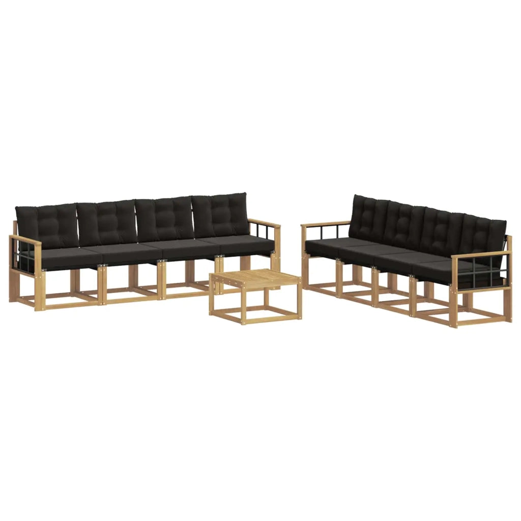 Set di divani da esterno 9 pz Bianco e Nero 3389338