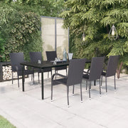 Set da Pranzo per Giardino 7 pz con Cuscini Neri cod mxl 46840