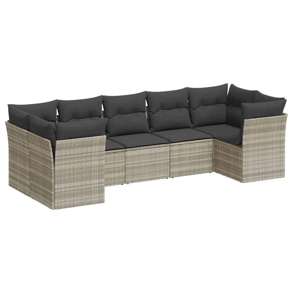 Set Divani da Giardino 7pz con Cuscini Grigio Chiaro Polyrattan 3249961