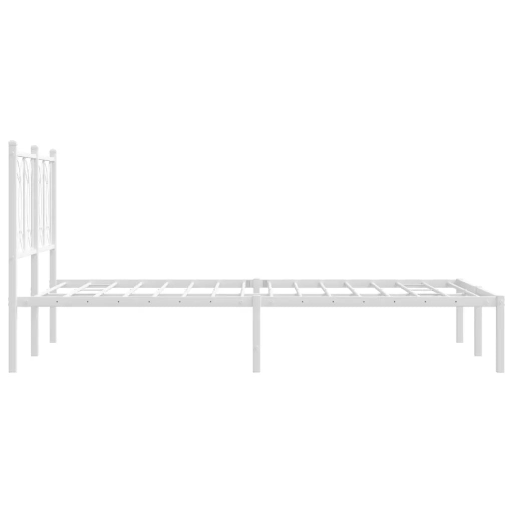 Giroletto con Testiera-Struttura Letto con testiera Metallo Bianco 120x190 cm 625478