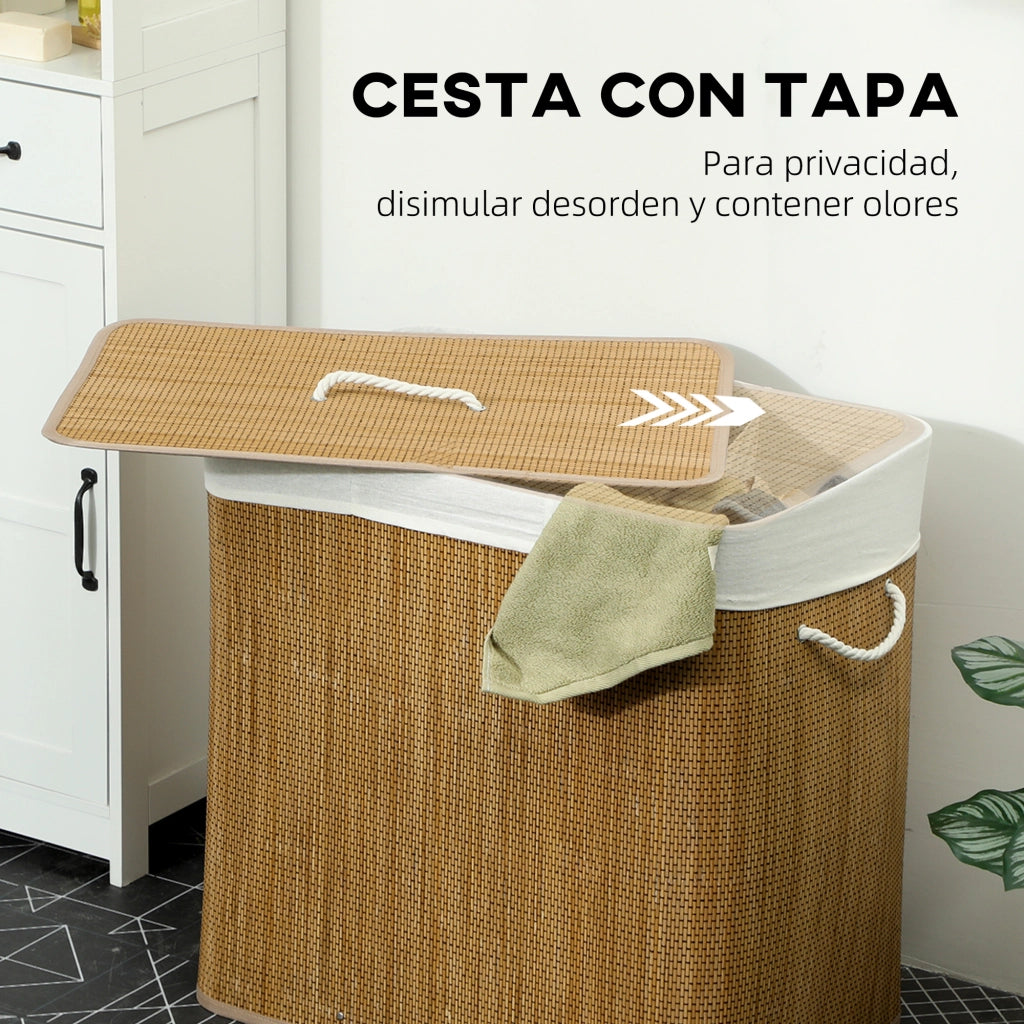 Cesto Portabiancheria 3 Scomparti Bamb¨´ ¨C Xylo ¨C 144L Marrone 60x40x60cm