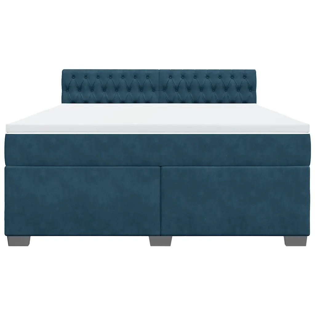 vidaXL Giroletto a Molle con Materasso Blu 180x200 cm in Velluto