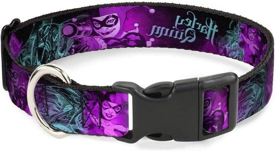 Collare Harley Quinn Pow Pow Poses Joker Nero Blu Turquoise Fucsia 18-32 Pollici 3,8 Centimetri Collare per Cane PC-WJK047-WL