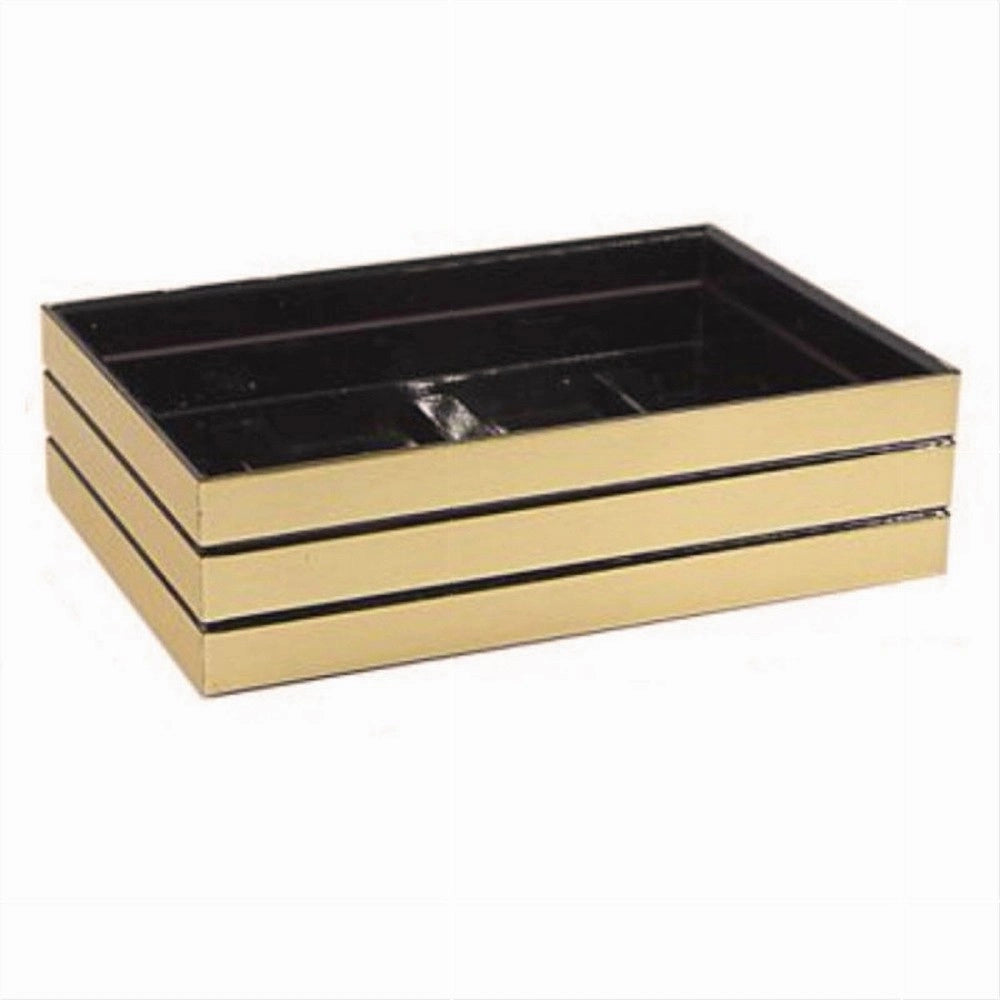 Trade Shop - Piattino Porta Sapone Saponetta Oro A Righe Stile Moderno Arredo Bagno 10387 -