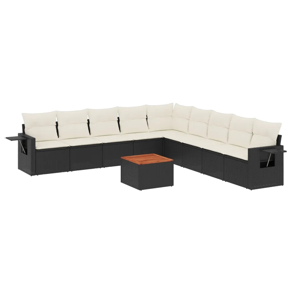 Set Divani da Giardino 10pz con Cuscini in Polyrattan Nero 3256938