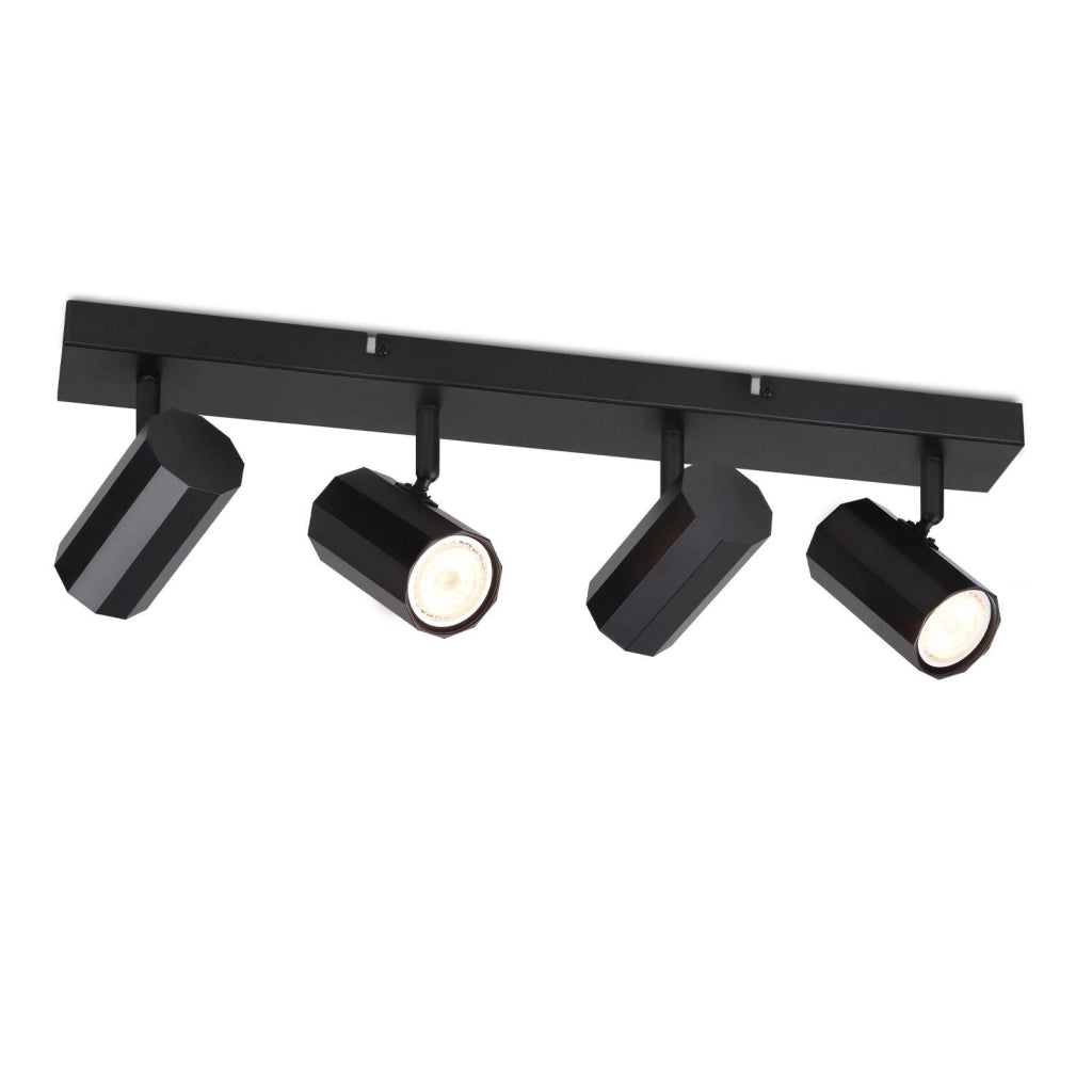 ZMH Faretto da soffitto neri 4 luci GU10 orientabili 350° stile retrò metallo max 25W senza lampadina