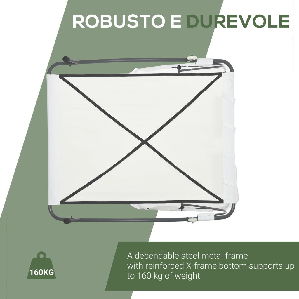 EasyComfort Lettino Matrimoniale 2 Posti Parasole Regolabile da Esterno e Giardino 200x175 x134cm Crema