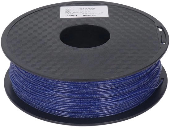 Filamento per stampa 3D - 3D - Sprankelend blu - PLA/Silk - Resistente/Flessibile - 1.75mm - Compatibile con stampanti 3D - Impostazioni di stampa personalizzabili