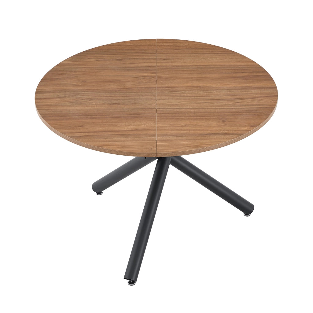 TAVOLINO Rotondo 122.0x68.5x17.5 cm MDF e Metallo Nero/Walnut