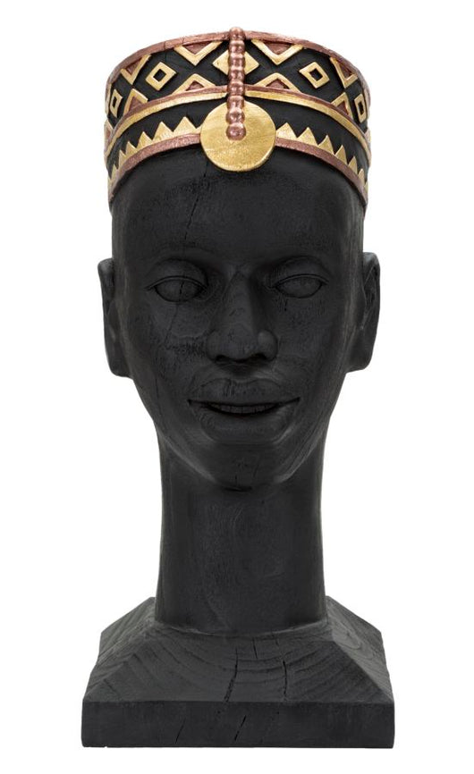 Statua Uomo Masai 25x56x25 cm in Poliresina Nero/Oro