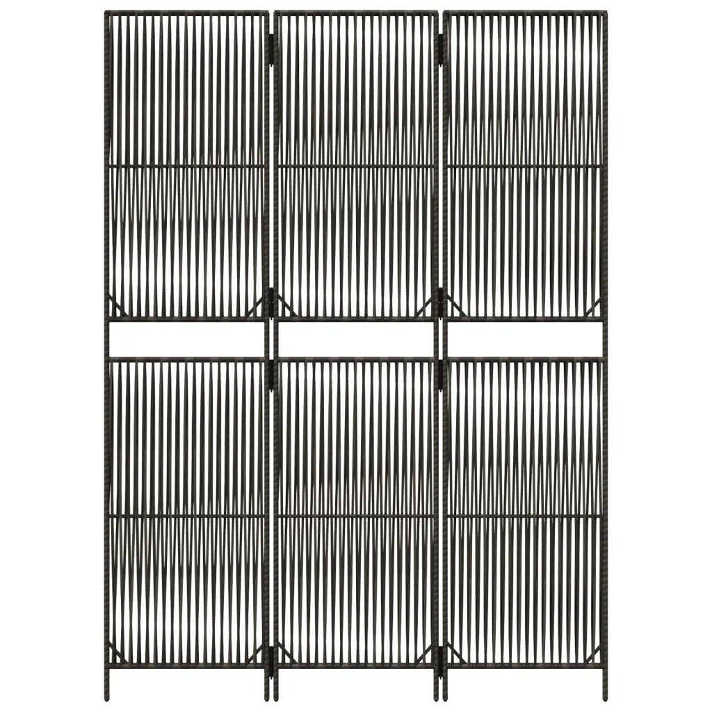 Divisorio per Ambienti | Divider per stanze | Paravento a 3 Pannelli Grigio in Polyrattan