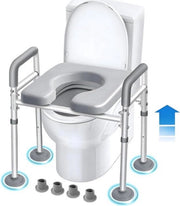 Lift per WC con Regolo - Adatto per Anziani - Elevatore per WC - Visore Elevato – Struttura per WC - Con Coperchio e Braccioli – Sollevatore per WC - Regolabile - Bianco