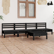 Set Divani da Giardino 5 pz Nero in Legno Massello di Pino 3082491
