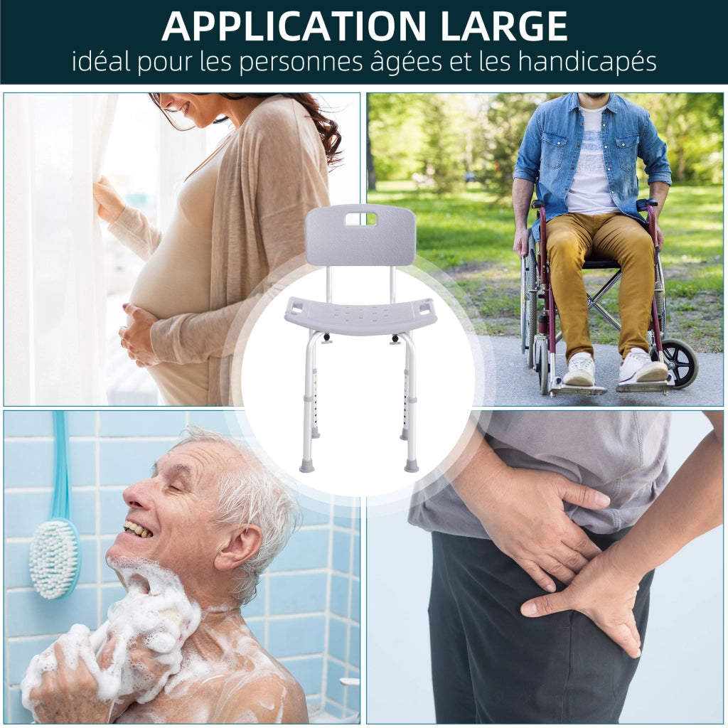 Sedia da Doccia Ergonomica Regolabile ¨C Zephmum ¨C Grigio HDPE 136kg