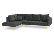 Cosmopolitan Design - Divano angolare sinistro "Hastings" 5 posti in velluto grigio scuro 