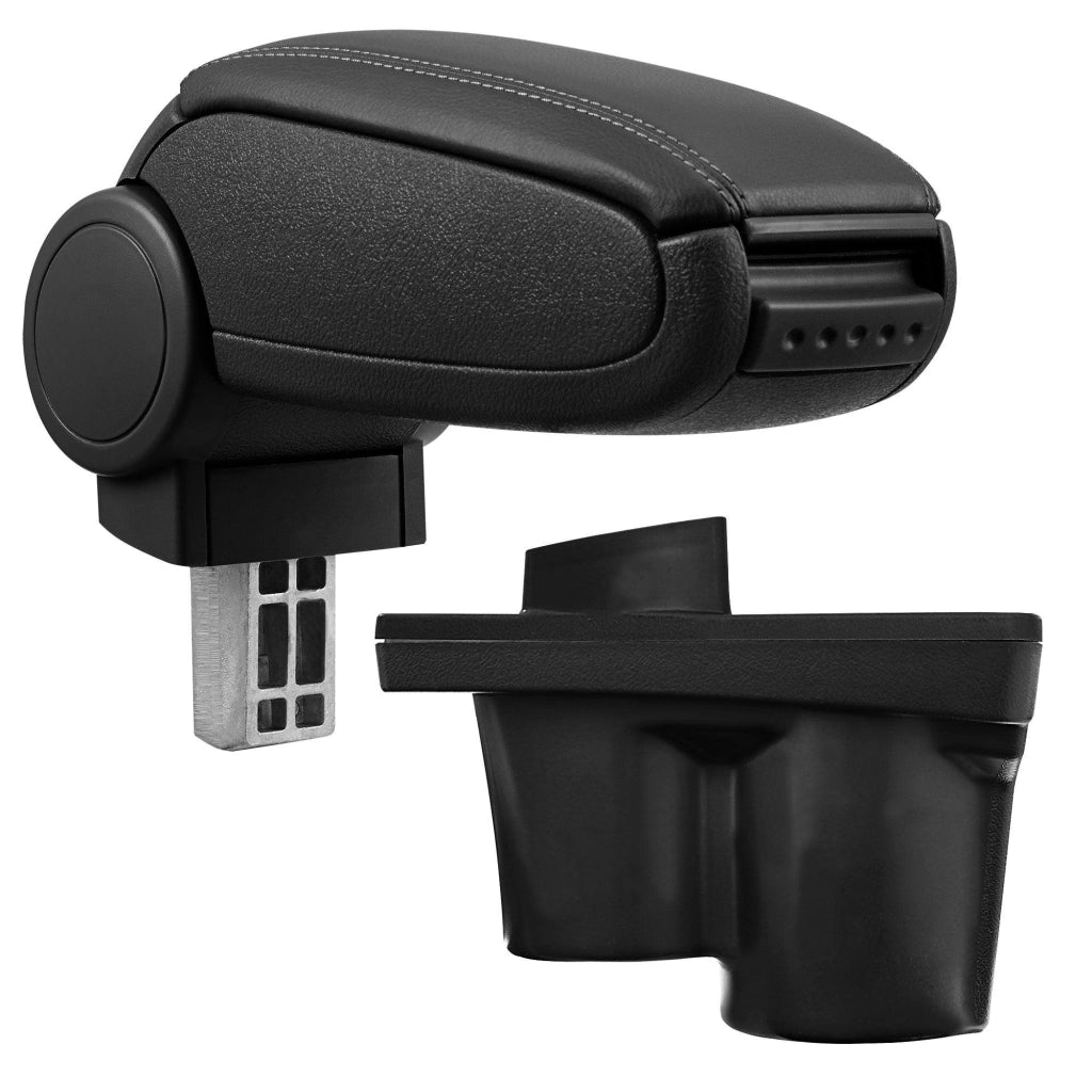 Bracciolo centrale per Opel Adam con scomparto imbottito in pelle nera-sintetico con cuciture nere 03_0000540