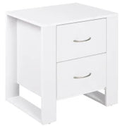 Comodino Moderno in Legno con 2 Cassetti per Camera da Letto, 48x39x54cm, Bianco