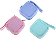 3 pezzi di silicone quadrati per trucco - Impermeabili - Con cerniera e manico - Rosa-Blu-Verde