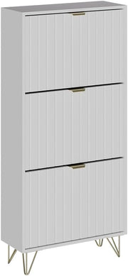 Armadio per le scarpe Helge, Bianco, 60 x 128.5 cm 3 scomparti, per la conservazione e l’organizzazione delle scarpe nell’ingresso
