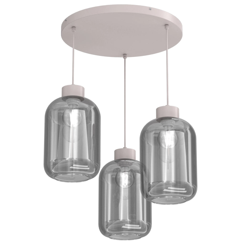 Lampadario Galante 3 luci cashmere vetro fumé Luminex
