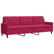 Divano | Divano da soggiorno | Sofa a 3 Posti Rosso Vino 210 cm in Velluto
