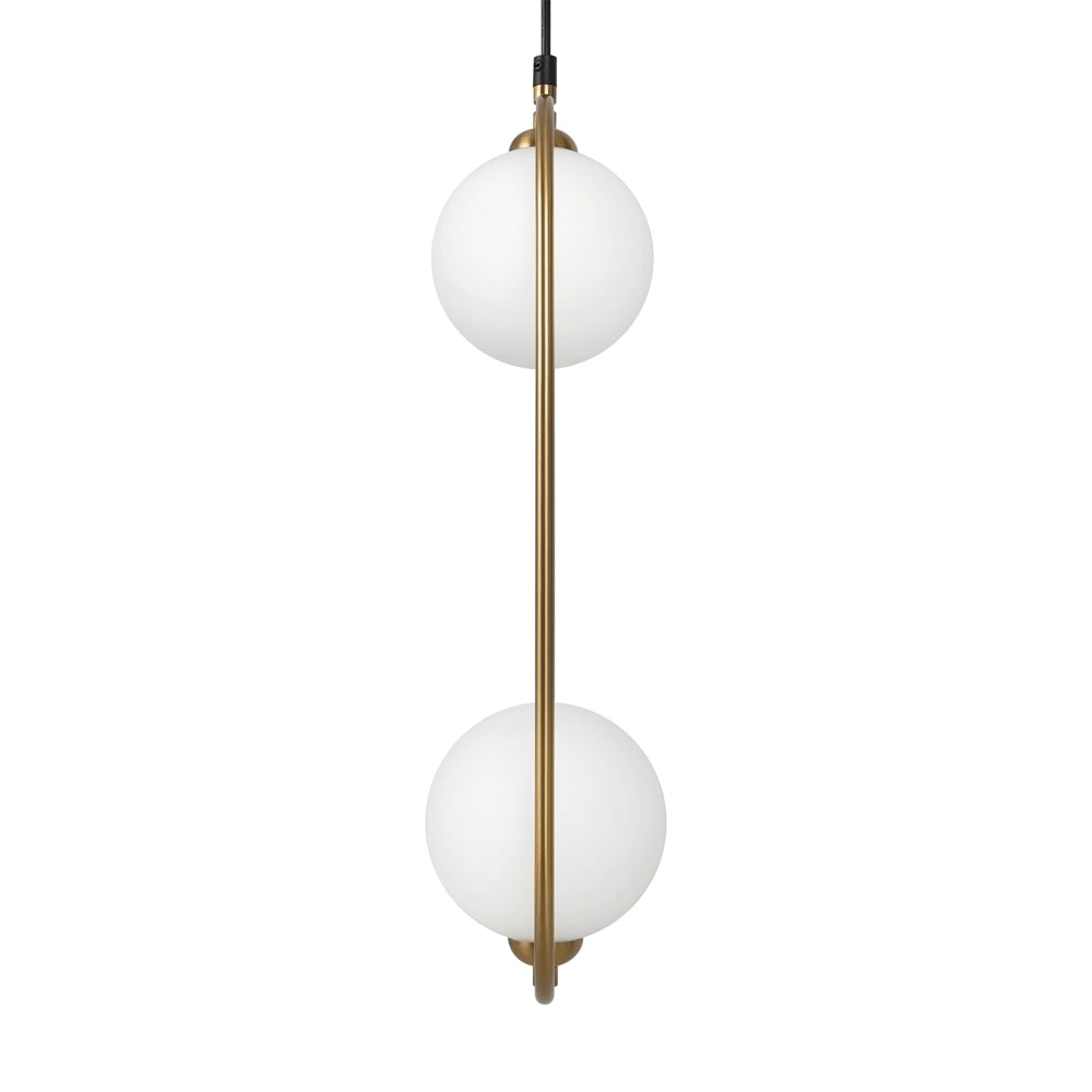 Lampada a sospensione Maytoni Ring ottone 2 luci sfere bianche
