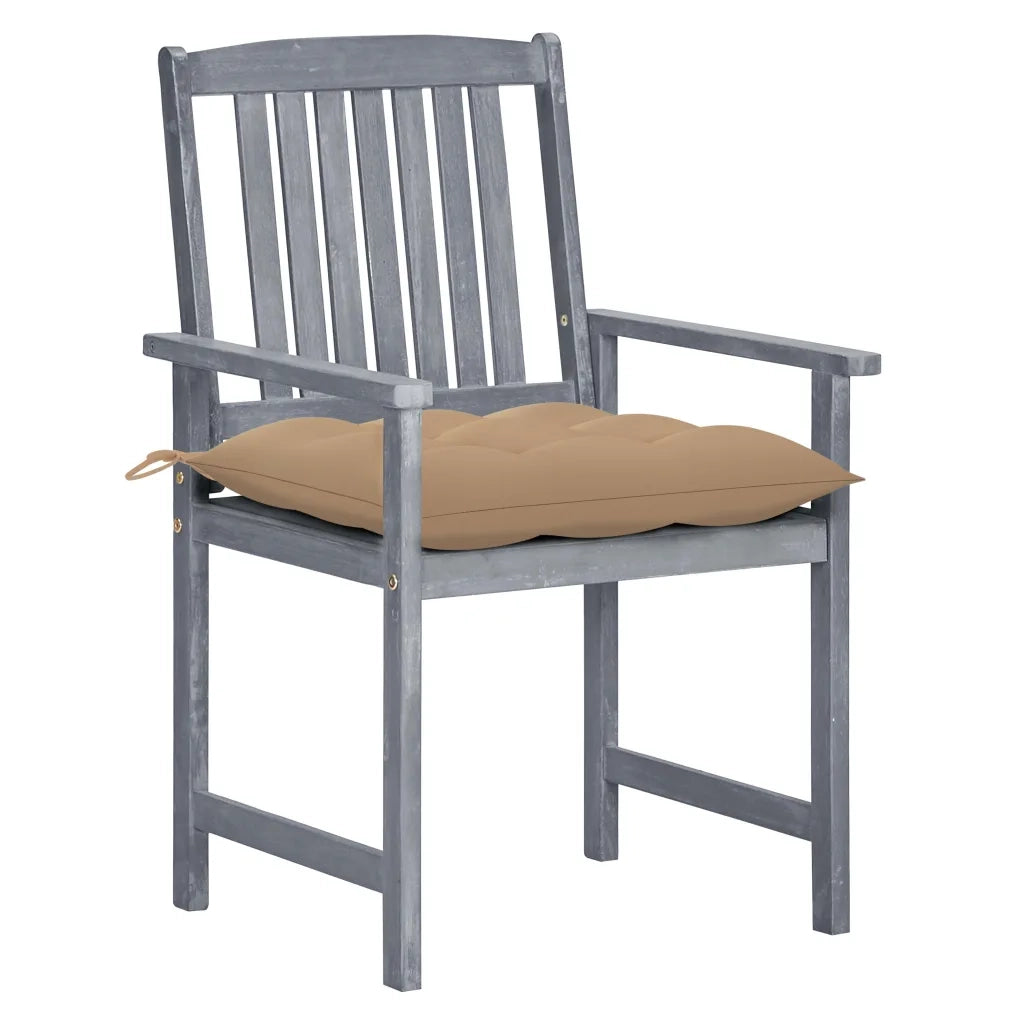Sedie da Giardino con Cuscini 8 pz in Massello di Acacia Grigie 3078252