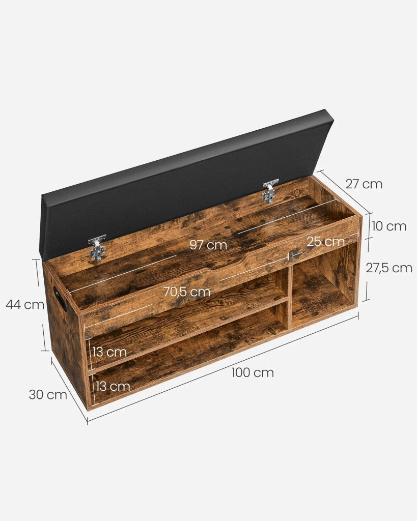 Panca portascarpe imbottita panca contenitore con 3 scomparti ripiani nascosti per soggiorno ingresso camera da letto capacità di carico 150 kg marrone 12_0004105