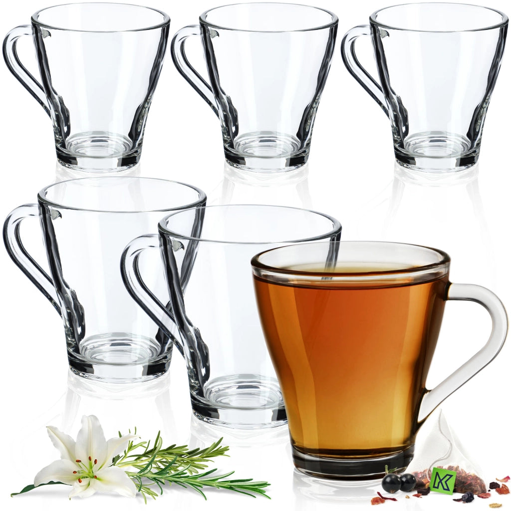 Set di 6 bicchieri da tè e caffè KADAX da 250 ml con manico.