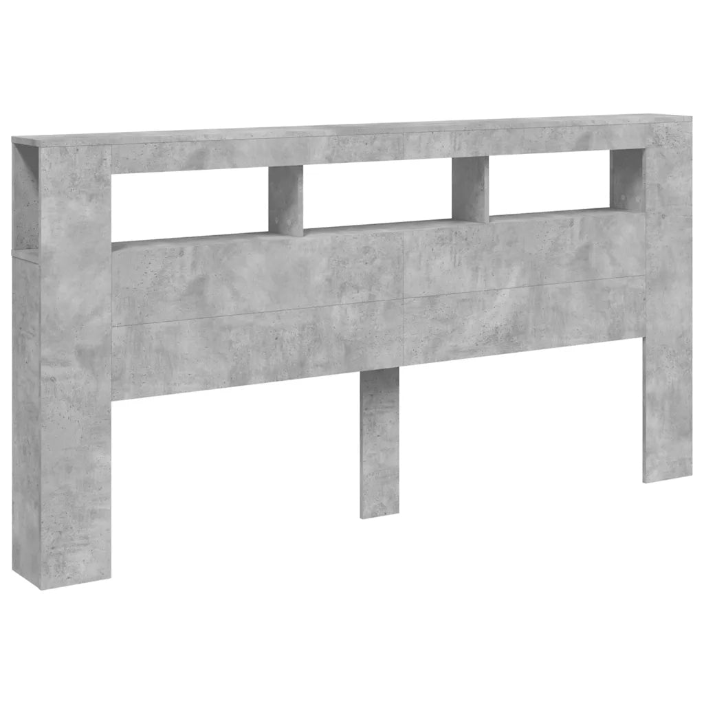 Testiera LED-Testata con LED-Testiera Decorativa Grigio Cemento 200x18,5x103,5 cm Legno Multistrato